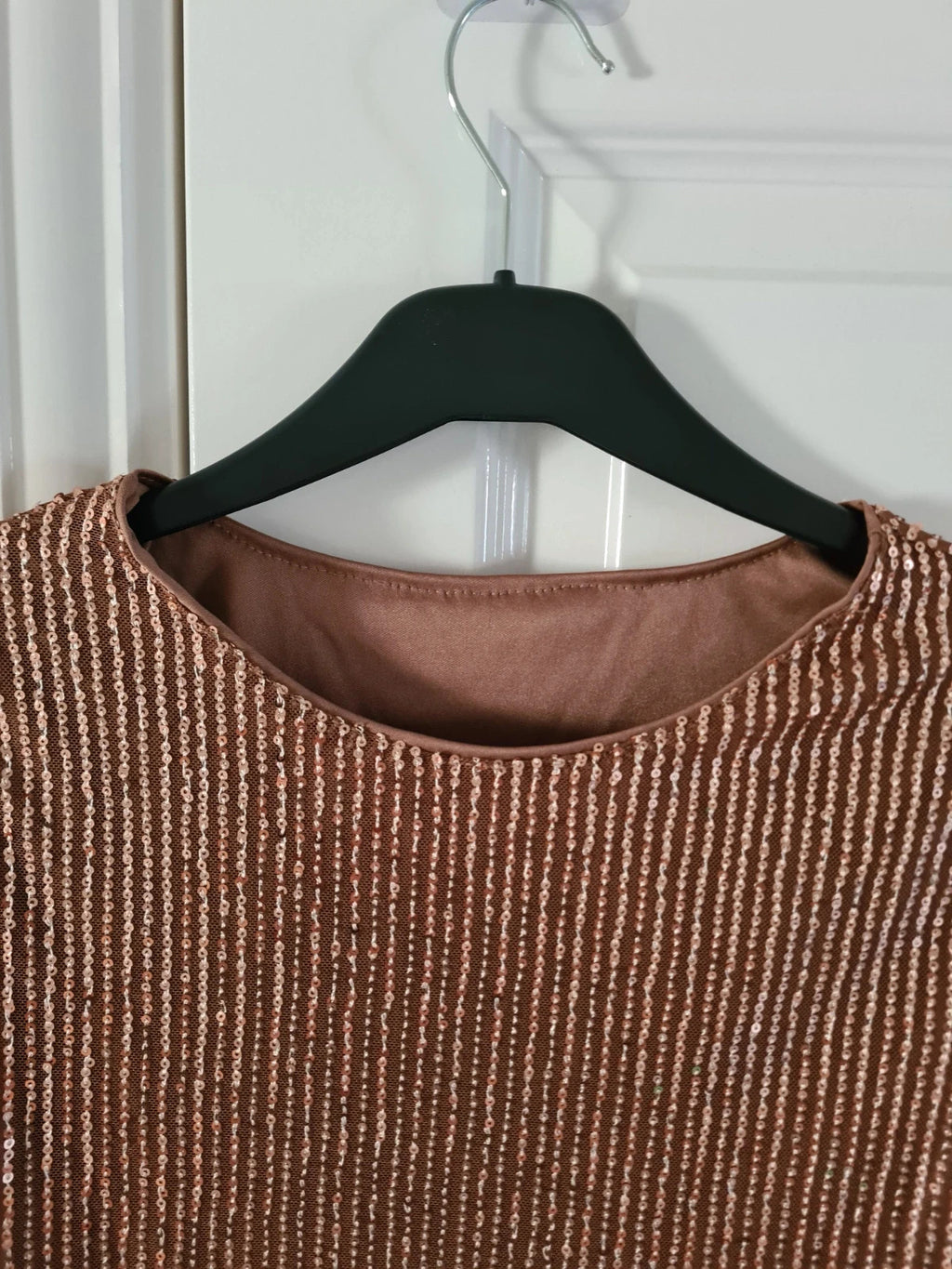 Shein women sequin gold long sleeve blouse cotton blend round neck sparly casual top shirt S