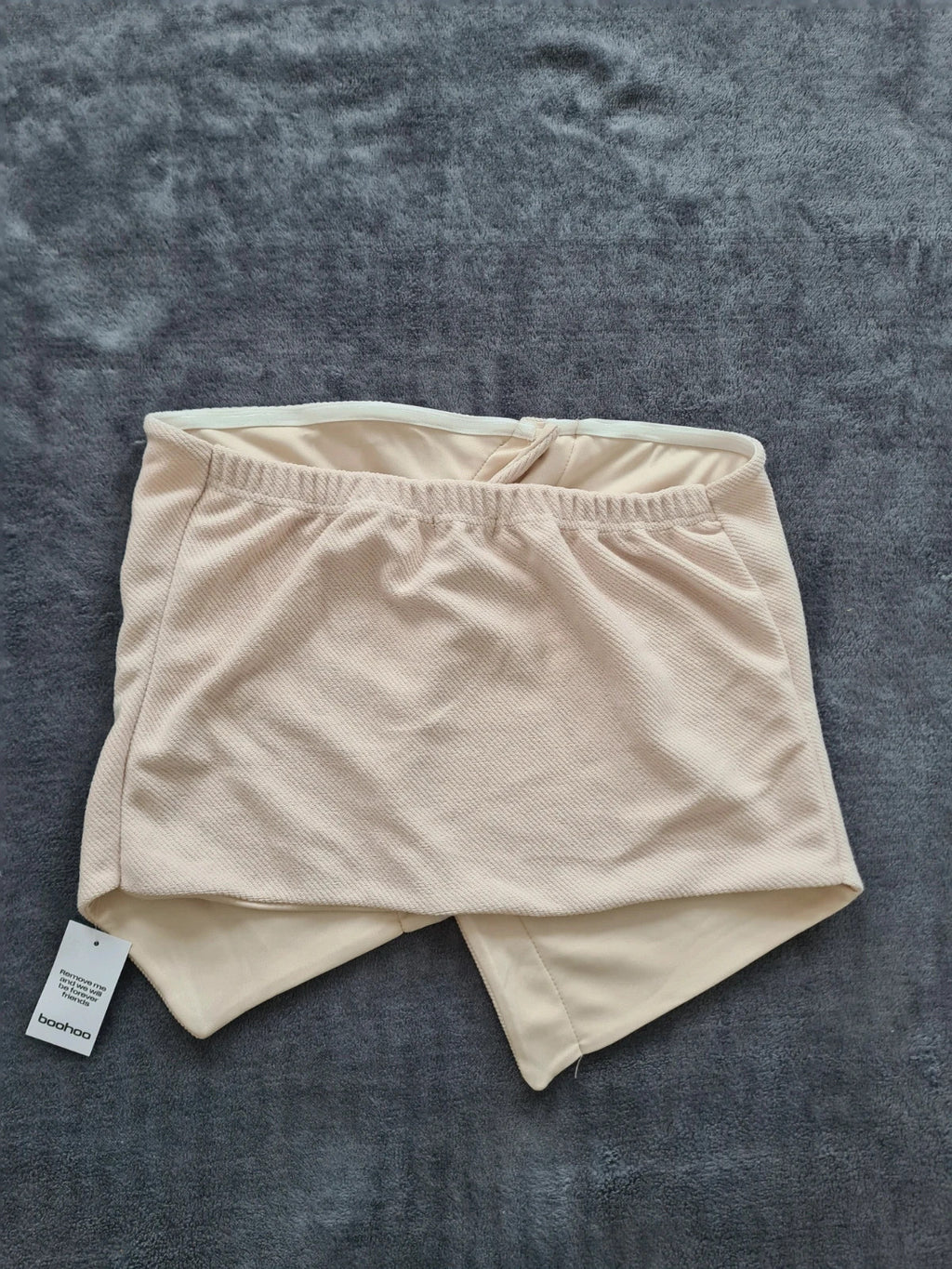 Boohoo women textured buttons through bandeau waistcoat top strapless cream XL/14