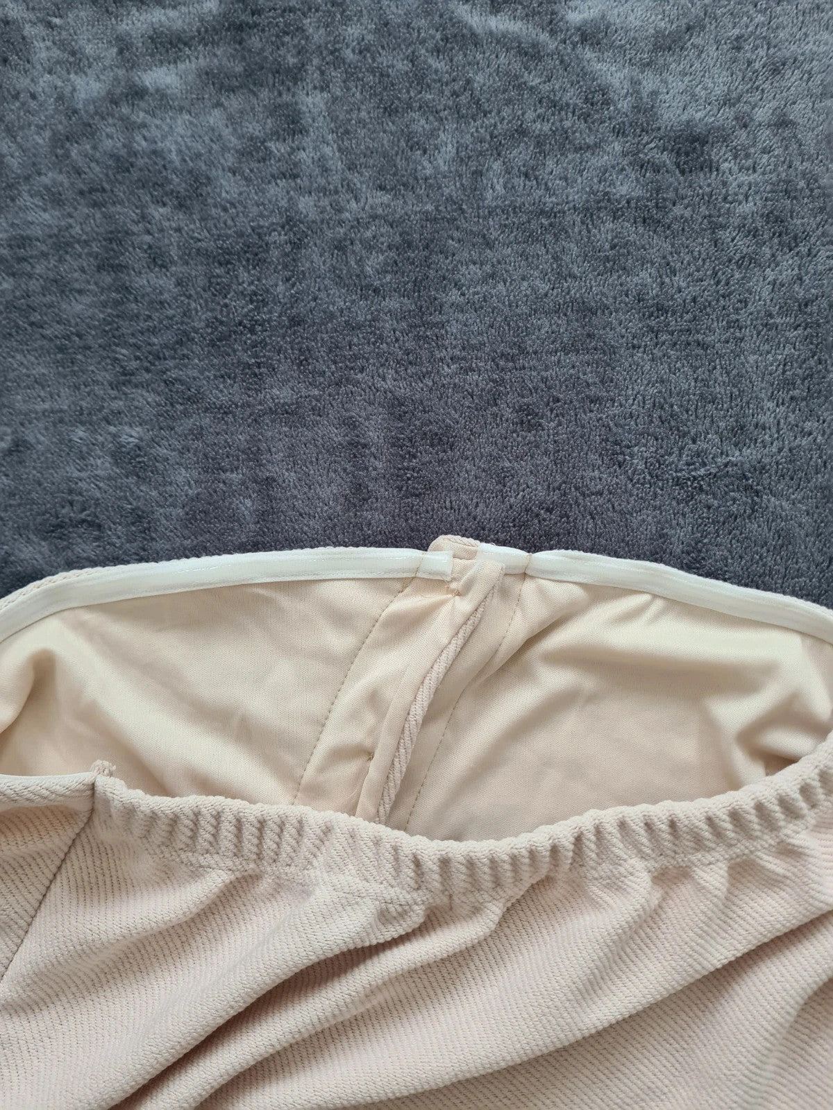 Boohoo women textured buttons through bandeau waistcoat top strapless cream XL/14