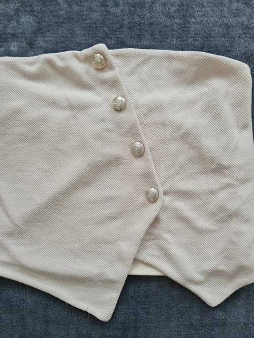 Boohoo women textured buttons through bandeau waistcoat top strapless cream XL/14