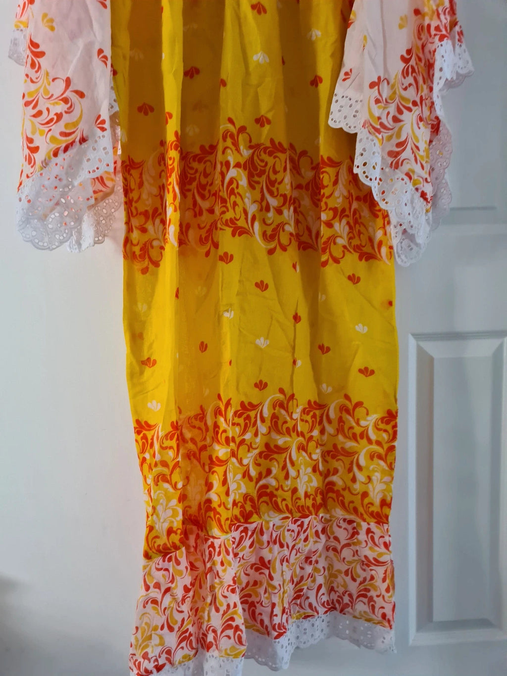 African women embroidered floral lace long dress skirt casual wedding white orange plus size 4XL/20