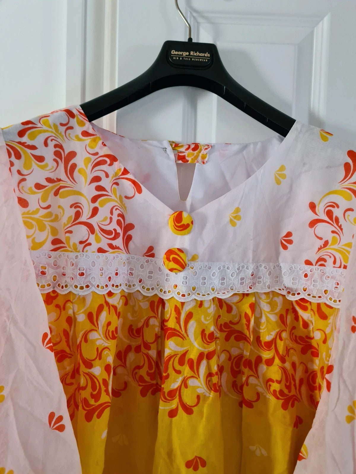 African women embroidered floral lace long dress skirt casual wedding white orange plus size 4XL/20