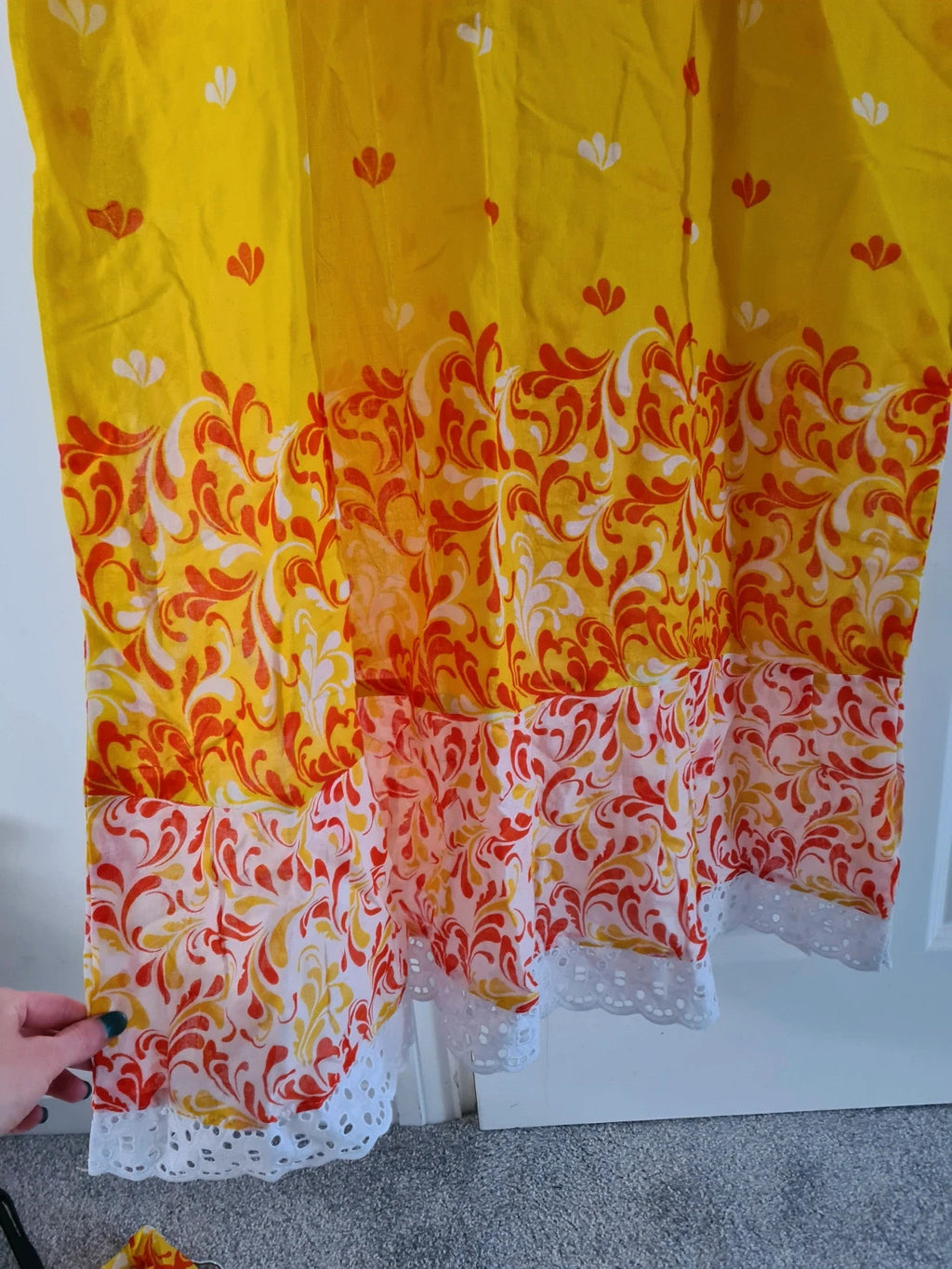 African women embroidered floral lace long dress skirt casual wedding white orange plus size 4XL/20