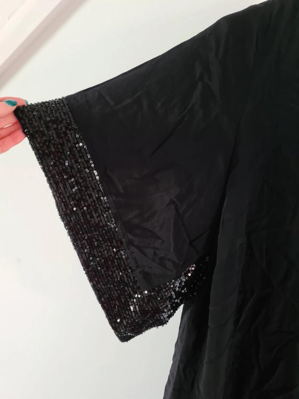 Live unlimited women viscose black sequin trim angel sleeve midi dress woven plus size 5XL/22