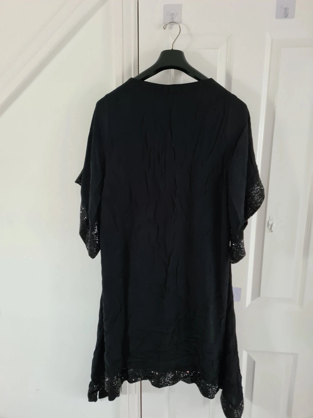 Live unlimited women viscose black sequin trim angel sleeve midi dress woven plus size 5XL/22