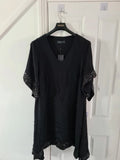 Live unlimited women viscose black sequin trim angel sleeve midi dress woven plus size 5XL/22