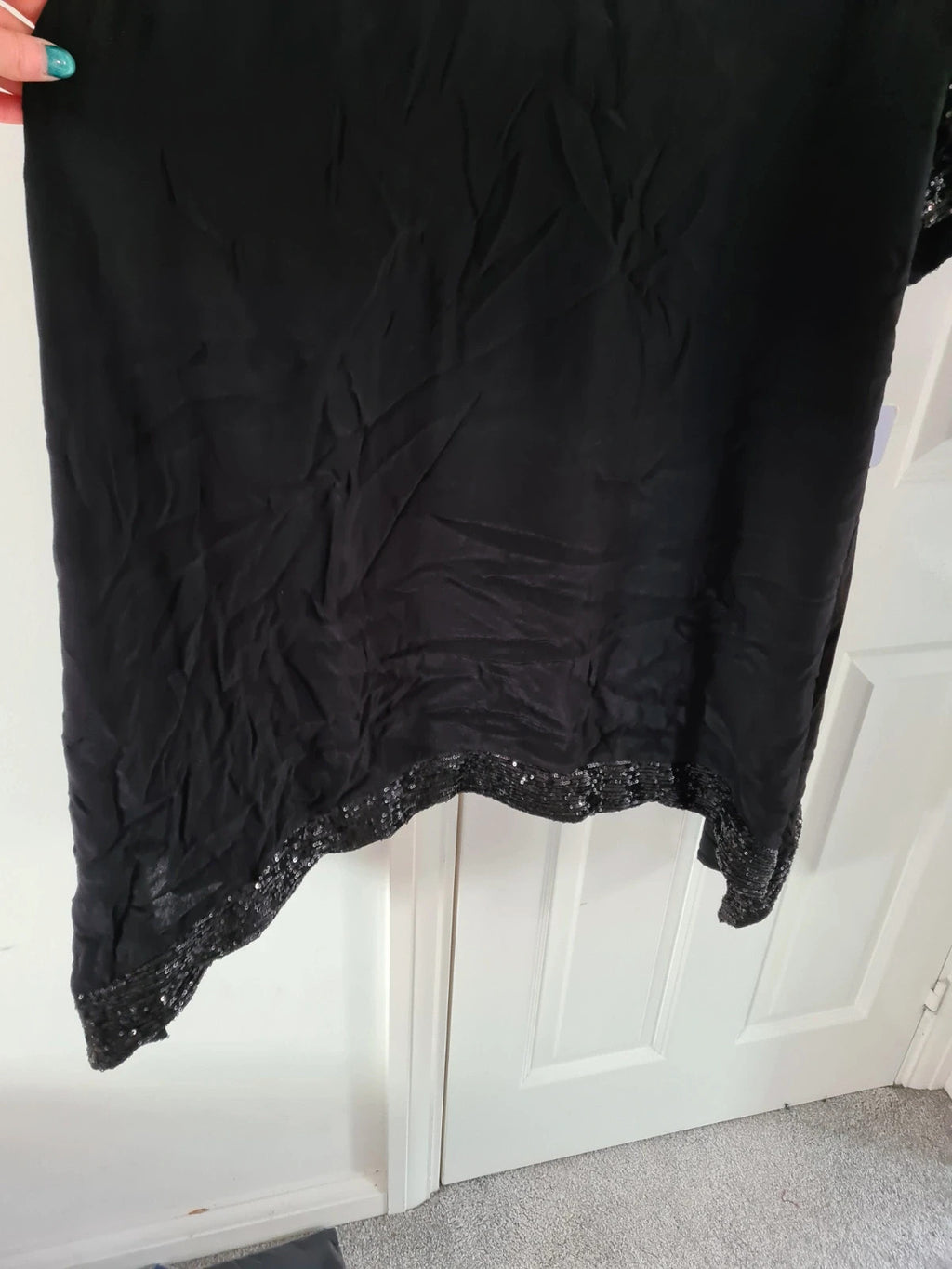 Live unlimited women viscose black sequin trim angel sleeve midi dress woven plus size 5XL/22