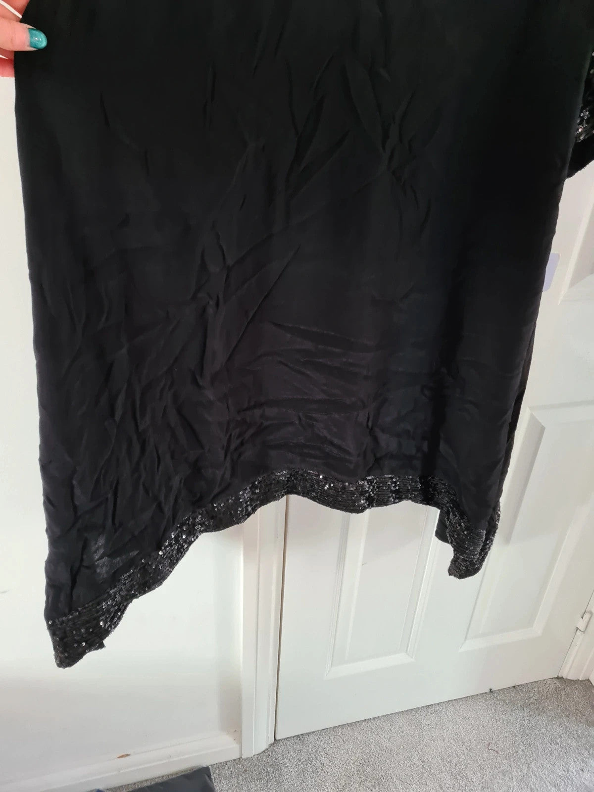 Live unlimited women viscose black sequin trim angel sleeve midi dress woven plus size 5XL/22