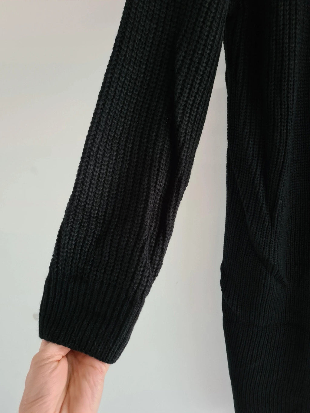 Shein women black knitted acrylic long cardigan buttonless large sweater casual cosy soft M/10
