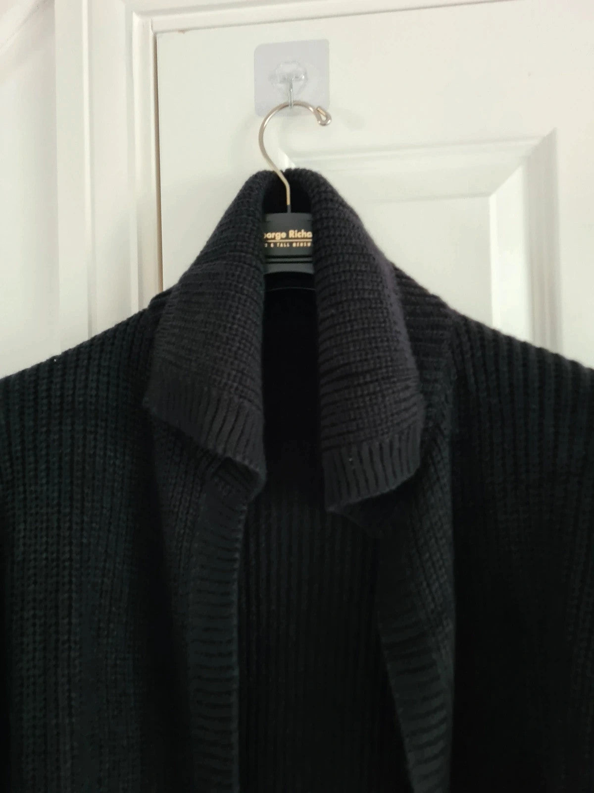 Shein women black knitted acrylic long cardigan buttonless large sweater casual cosy soft M/10