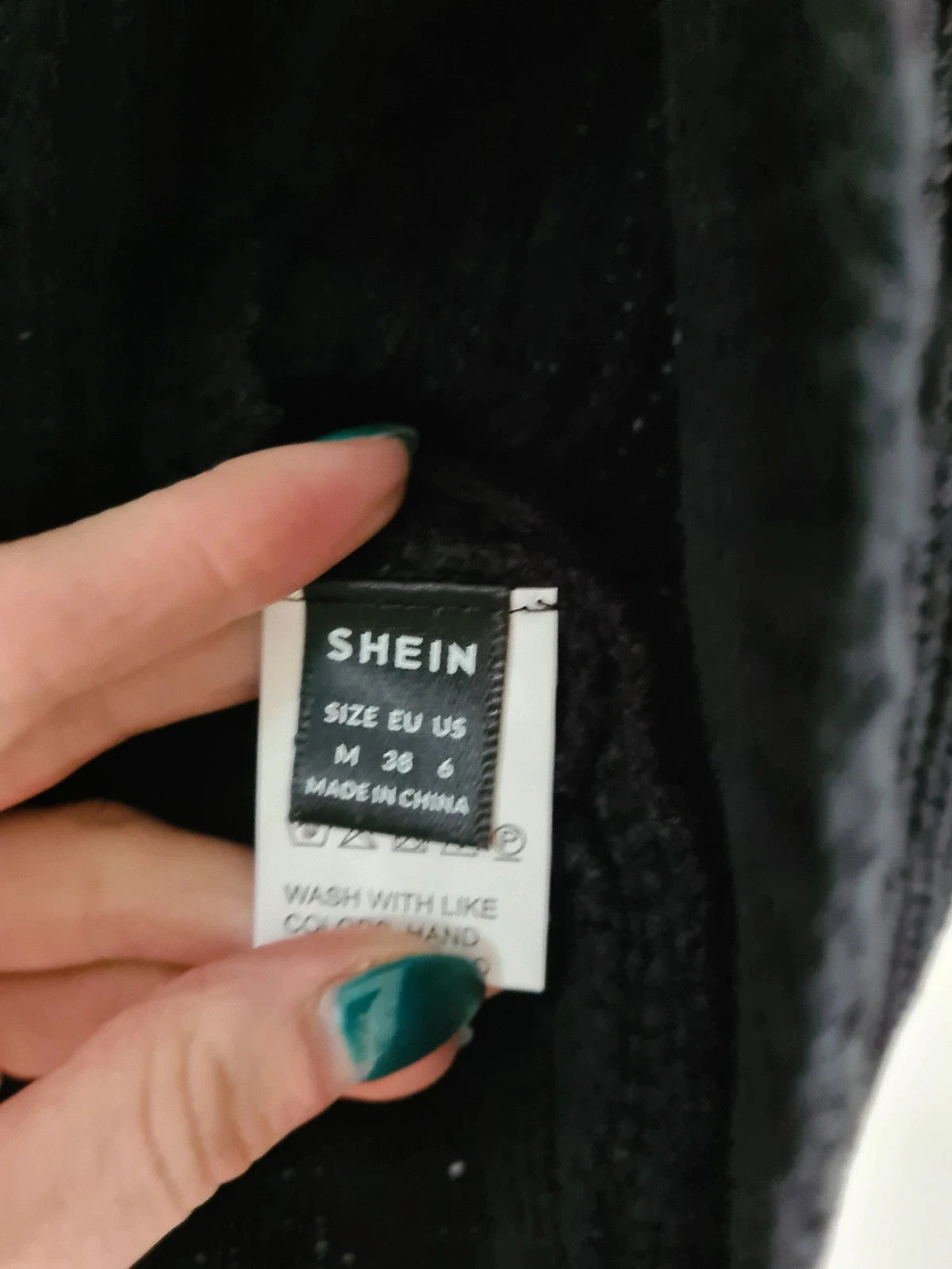 Shein women black knitted acrylic long cardigan buttonless large sweater casual cosy soft M/10