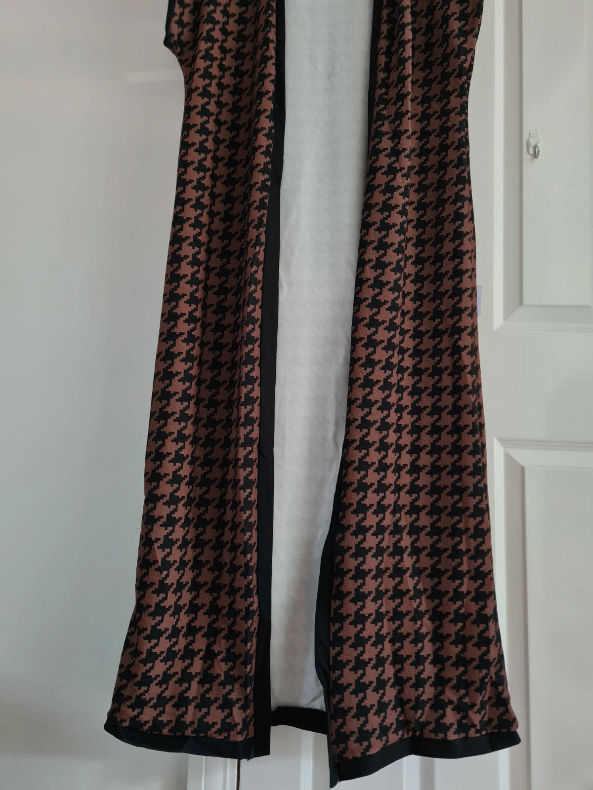 Shein women open front sleeveless cardigan long vest jacket lightweight black/brown casual L/12