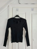 Shein women black long sleeve top collar hollow-out casual sweater M/10