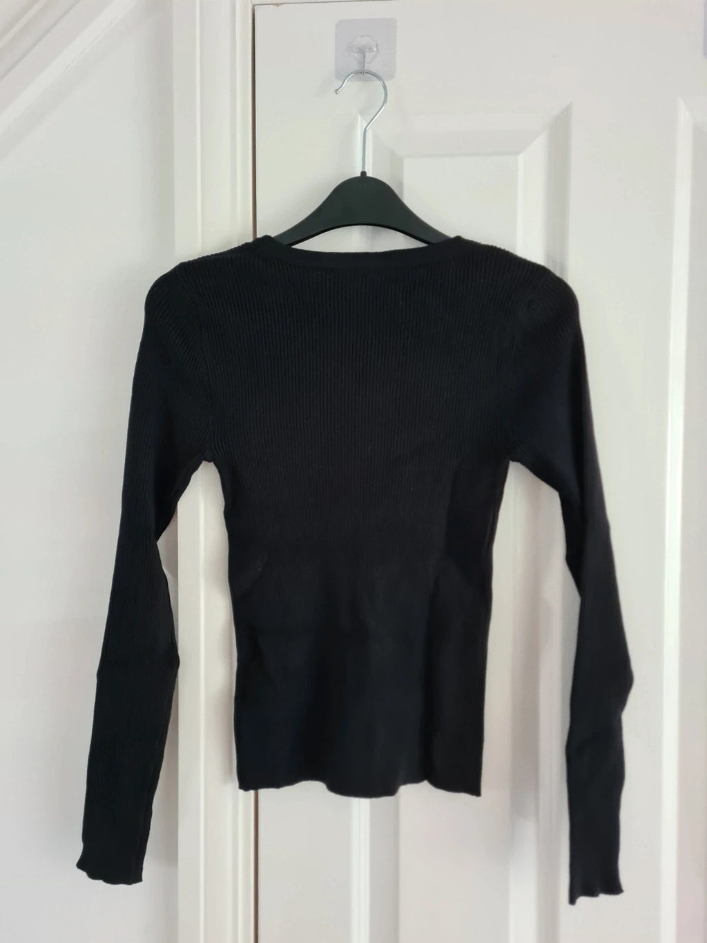 Shein women black long sleeve top collar hollow-out casual sweater M/10