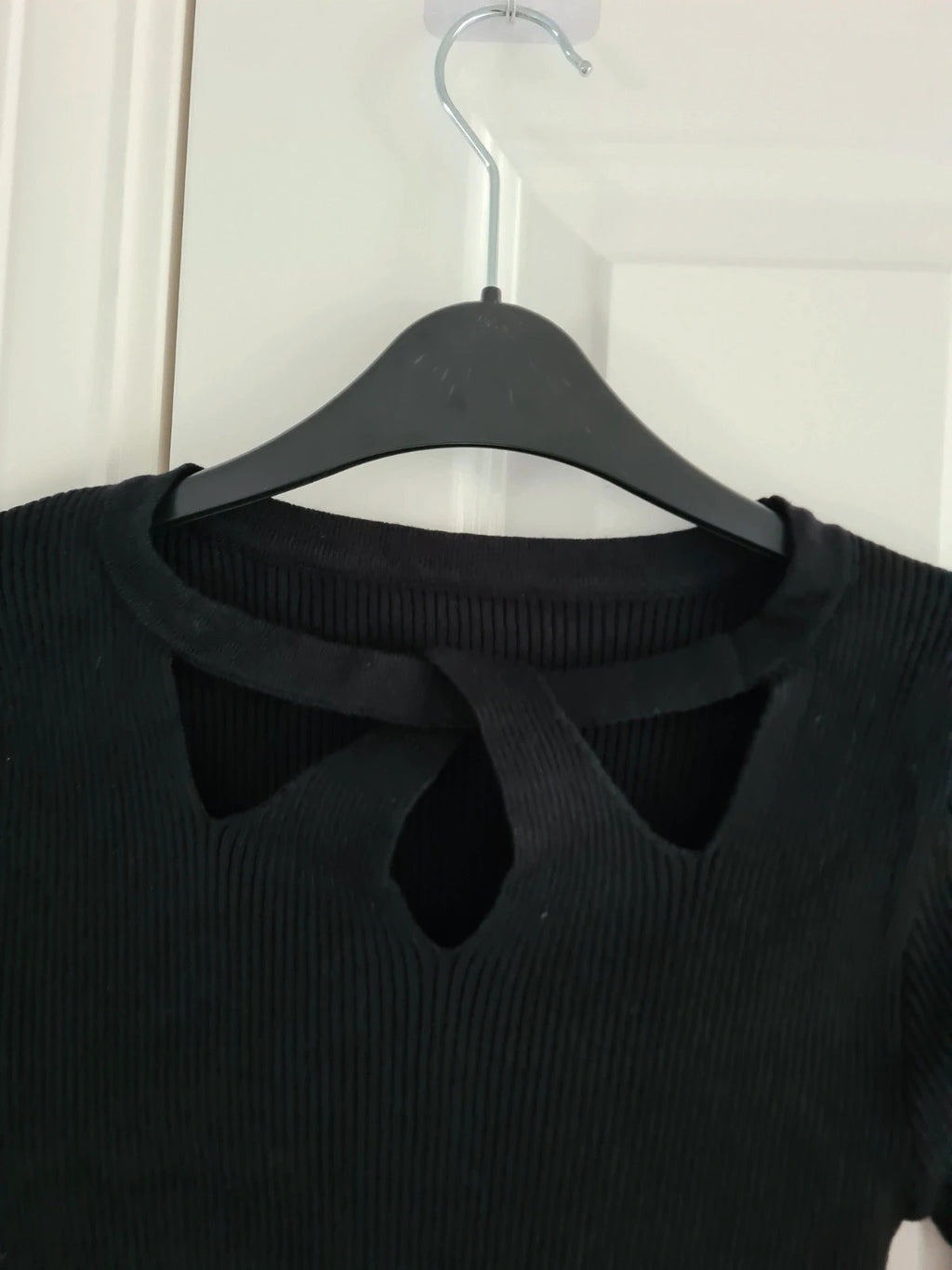 Shein women black long sleeve top collar hollow-out casual sweater M/10