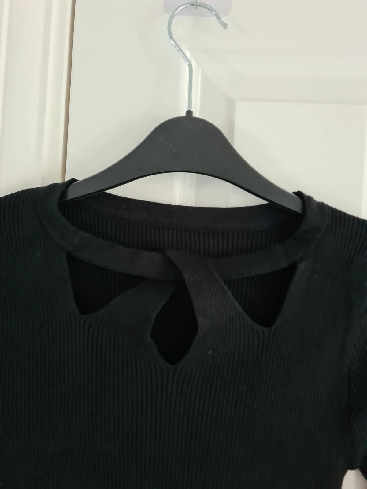 Shein women black long sleeve top collar hollow-out casual sweater M/10