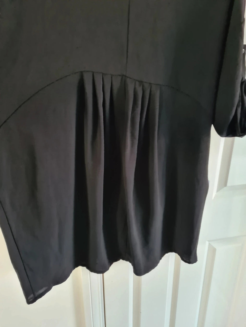 New collection women black V-neck mini dress short roll-up sleeve tunic casual 2XL-3XL/16-18