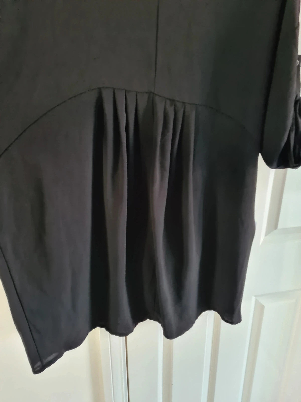 New collection women black V-neck mini dress short roll-up sleeve tunic casual 2XL-3XL/16-18