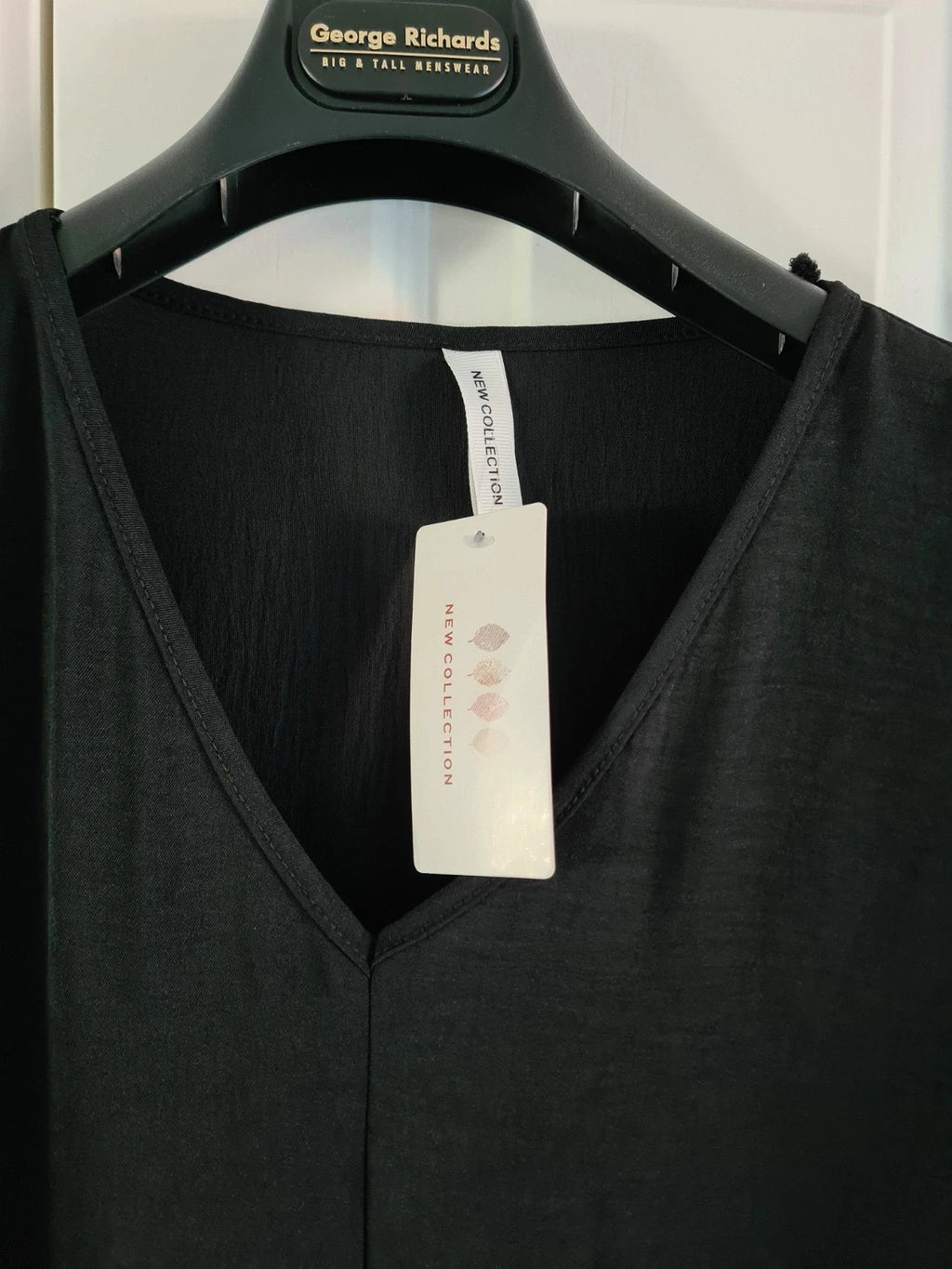 New collection women black V-neck mini dress short roll-up sleeve tunic casual 2XL-3XL/16-18