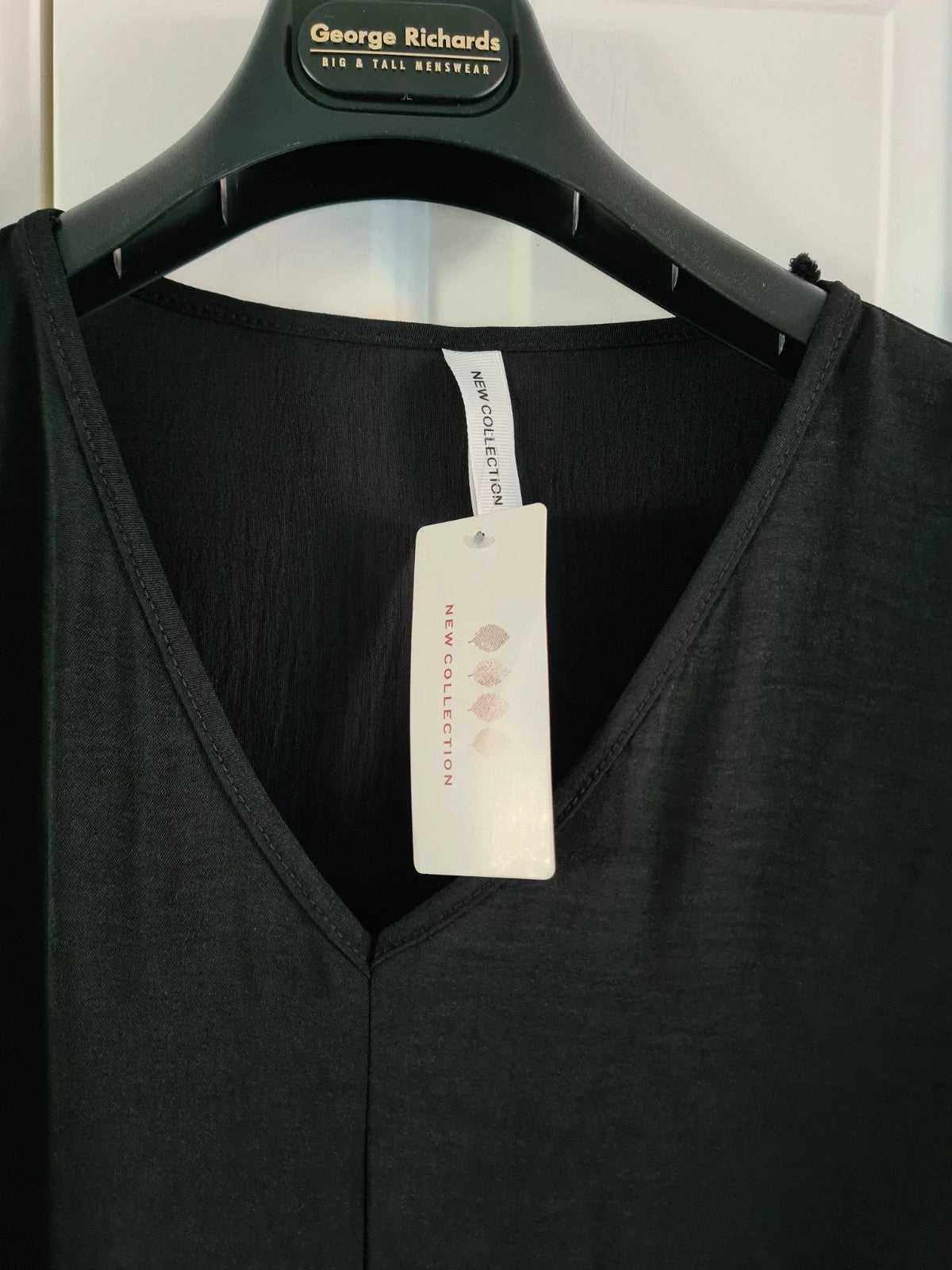 New collection women black V-neck mini dress short roll-up sleeve tunic casual 2XL-3XL/16-18