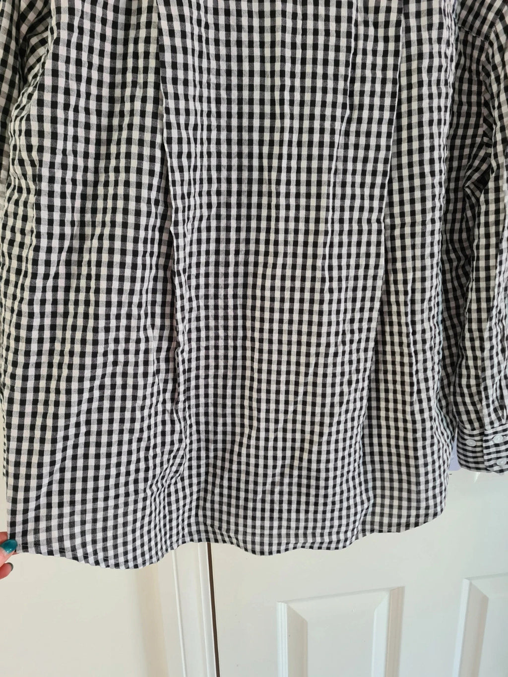Asos women cotton oversized shirt mono gingham long sleeve casual plus size XL/14