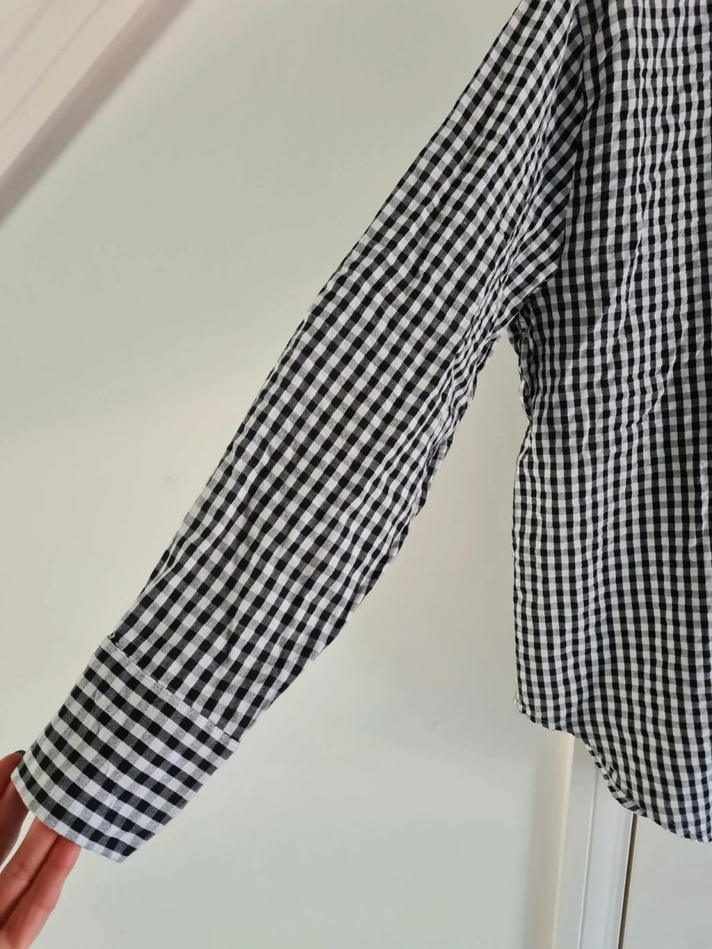 Asos women cotton oversized shirt mono gingham long sleeve casual plus size XL/14