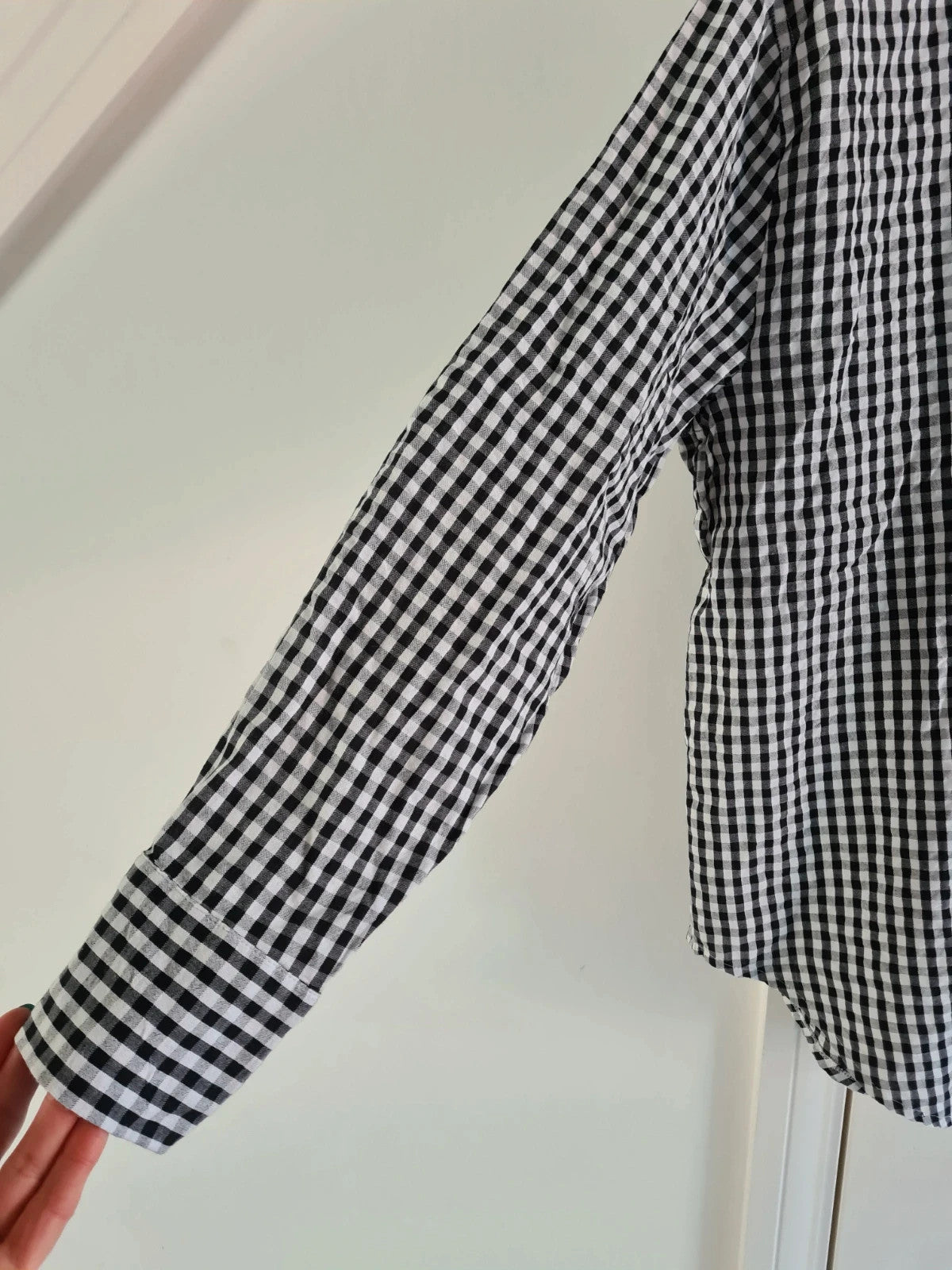 Asos women cotton oversized shirt mono gingham long sleeve casual plus size XL/14