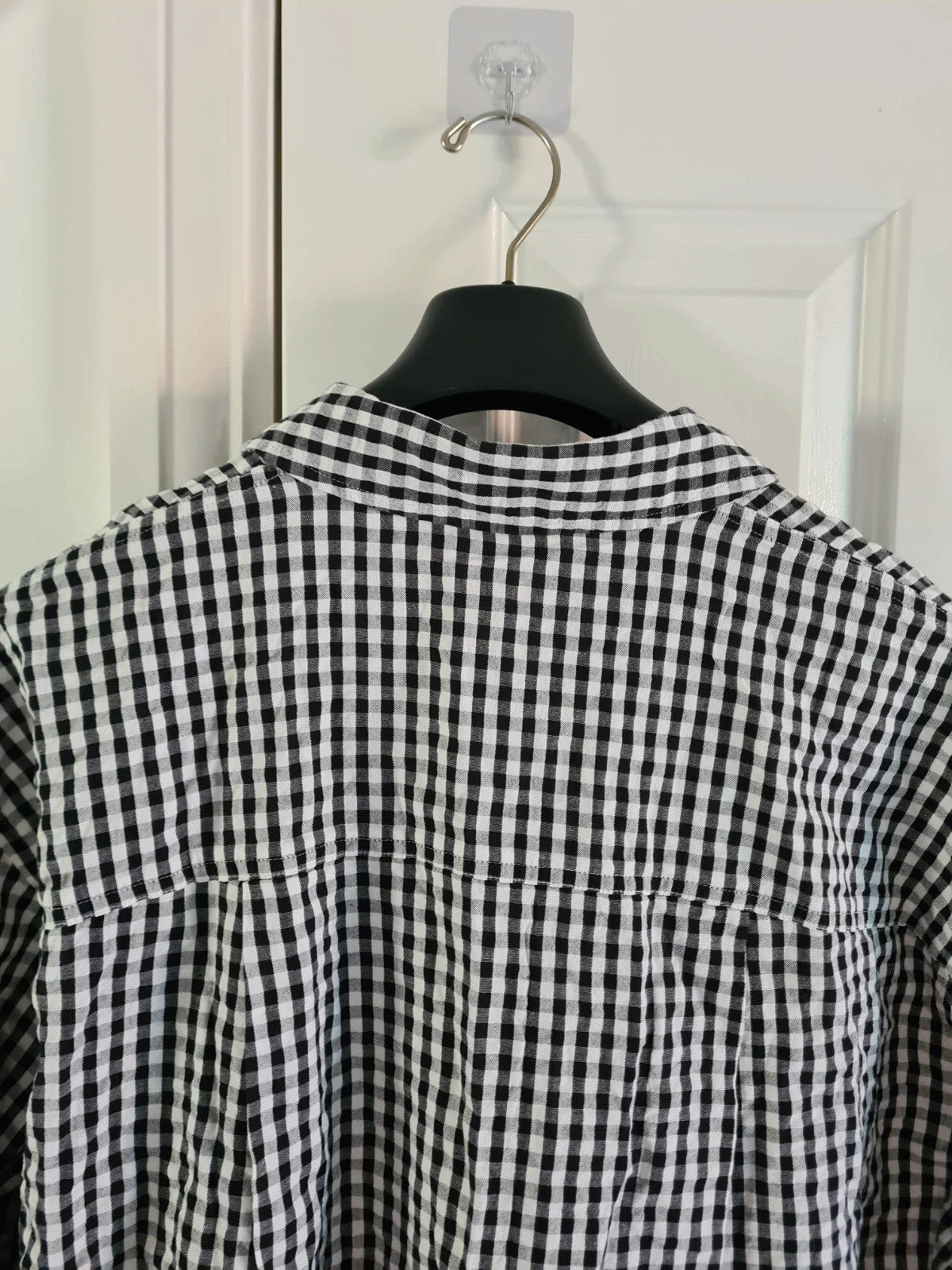 Asos women cotton oversized shirt mono gingham long sleeve casual plus size XL/14