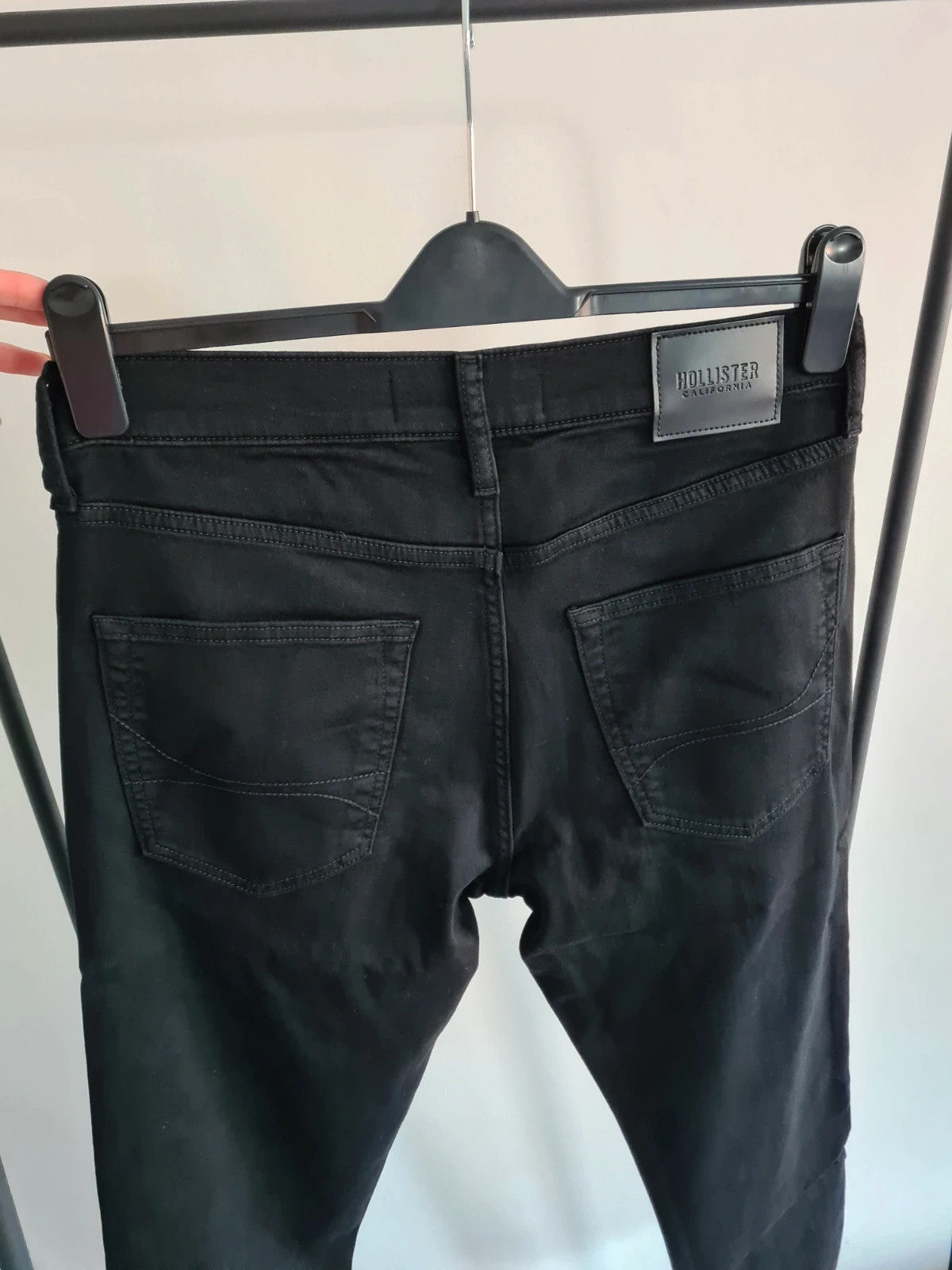 Hollister men Just like knit cotton slim straight stretch black jeans trousers W32L30