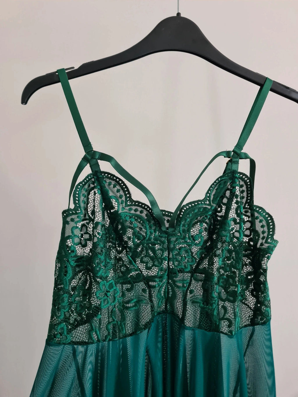Shein women babydoll nightdress lace G-string green see through lingerie sleepwear plus size XL/14