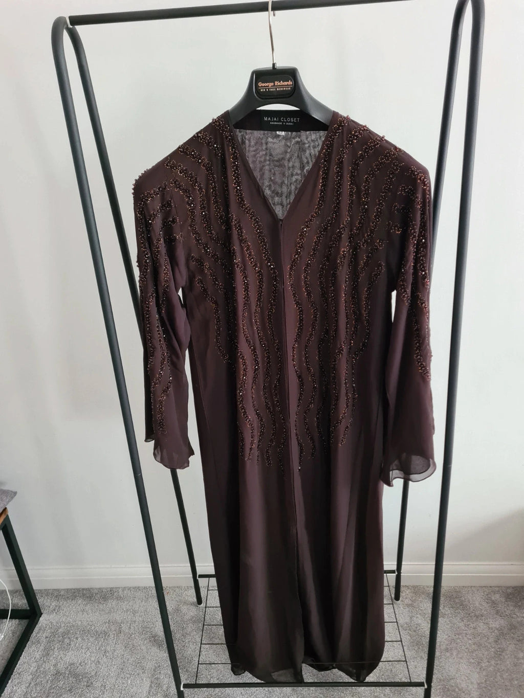 Majai closet women twilight abaya with chiffon scarf brown sparkles size 52