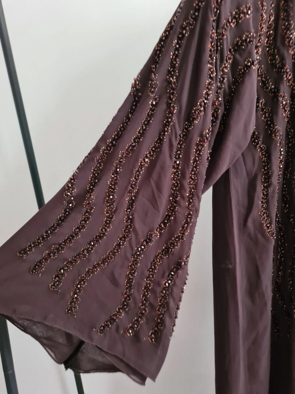 Majai closet women twilight abaya with chiffon scarf brown sparkles size 52