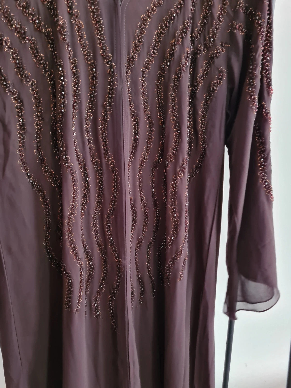 Majai closet women twilight abaya with chiffon scarf brown sparkles size 52