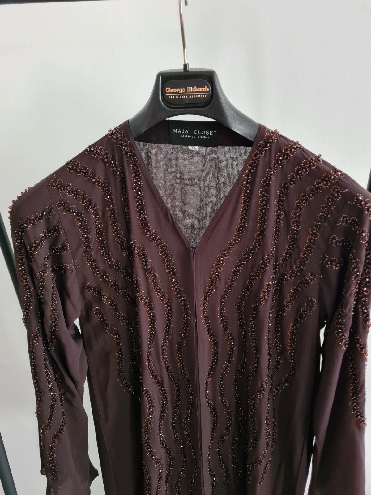 Majai closet women twilight abaya with chiffon scarf brown sparkles size 52