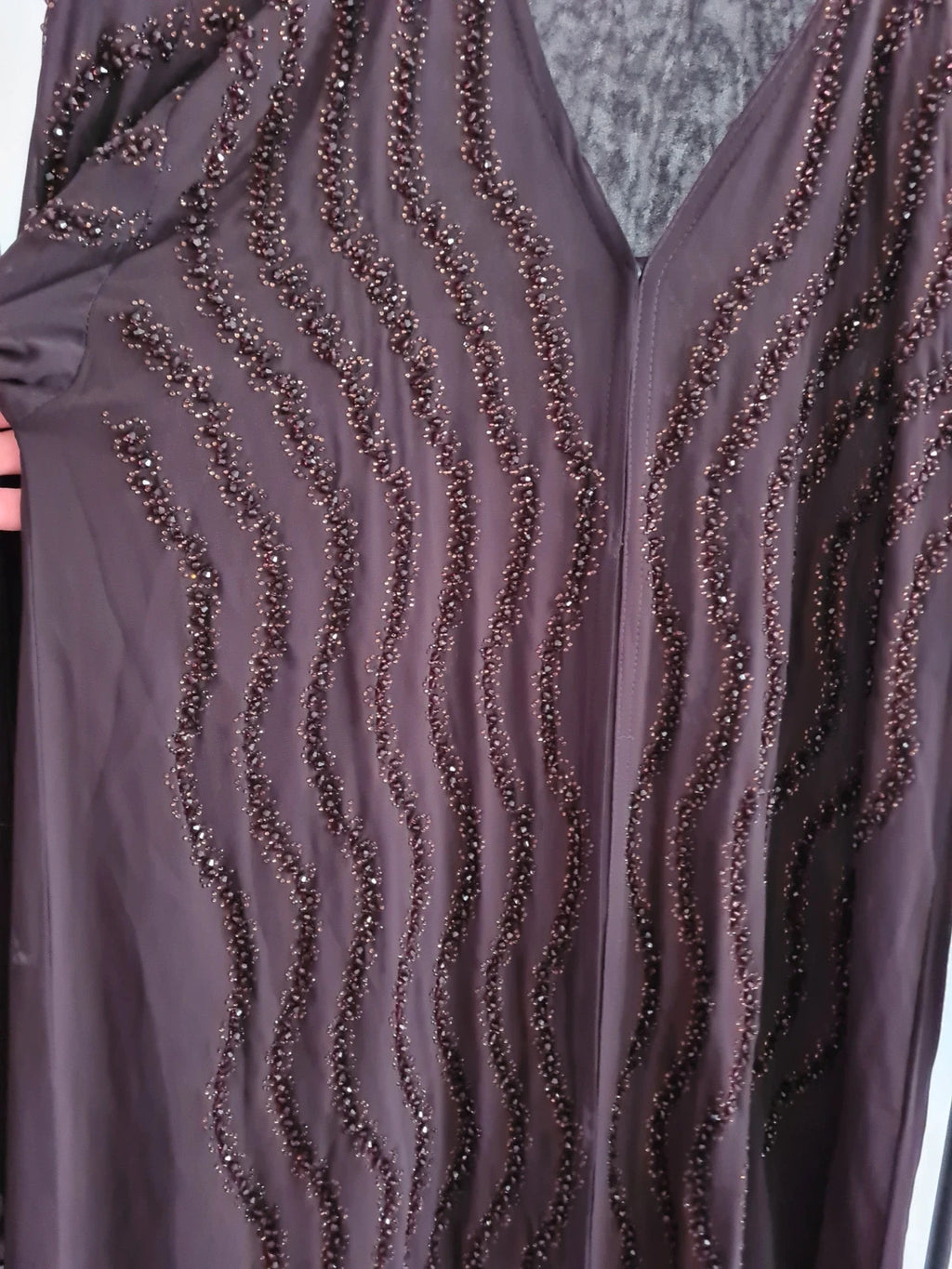 Majai closet women twilight abaya with chiffon scarf brown sparkles size 52