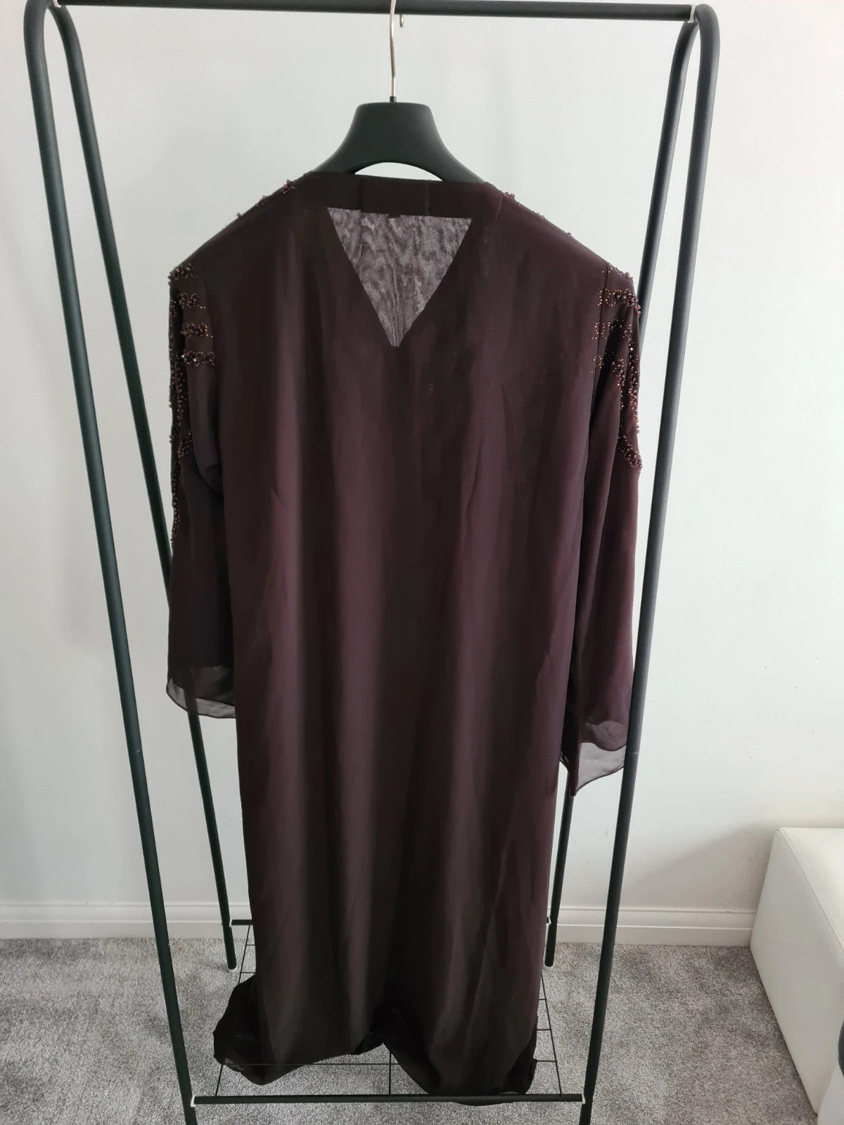 Majai closet women twilight abaya with chiffon scarf brown sparkles size 52