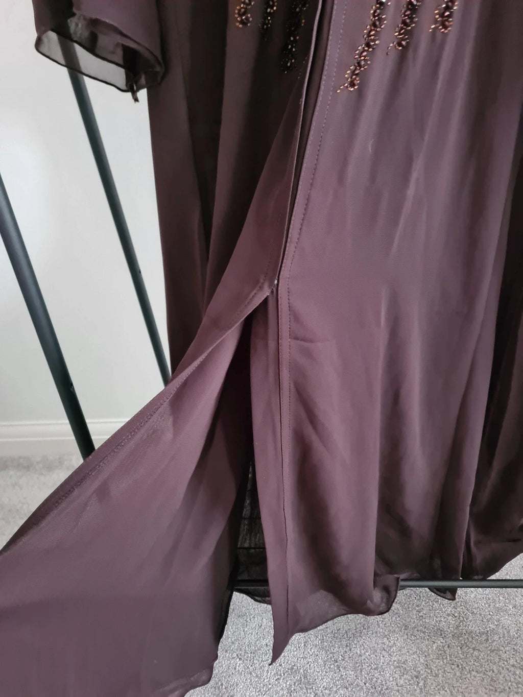 Majai closet women twilight abaya with chiffon scarf brown sparkles size 52