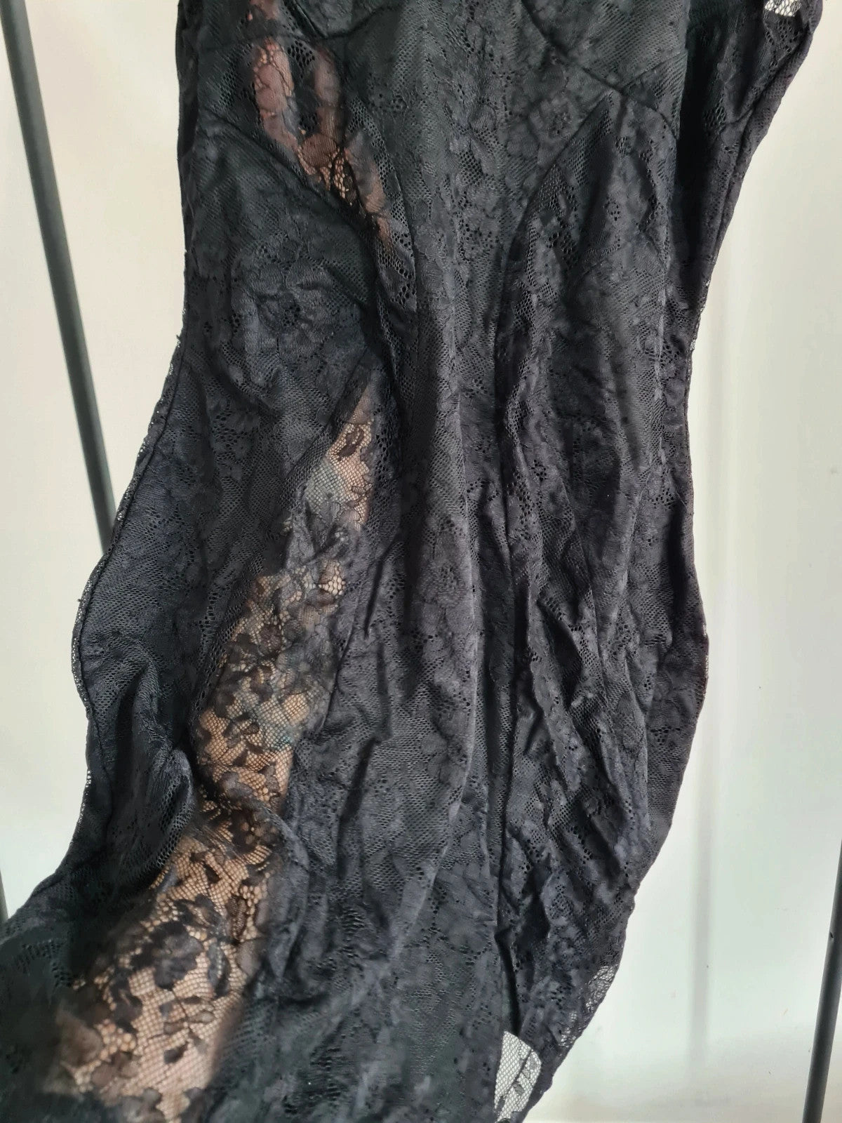 Shein women black bodycon lace mini dress sleeveless night out party dress M/10