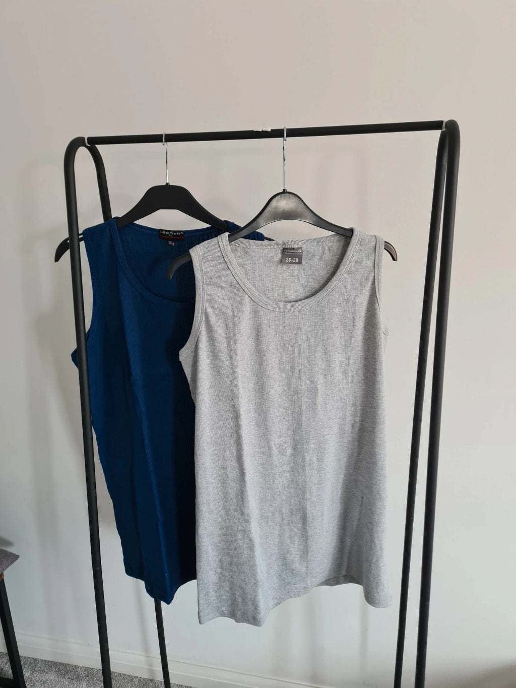 Cotton works boys teen 15/16y classic cotton vest top blue/grey sleeveless casual XS/S
