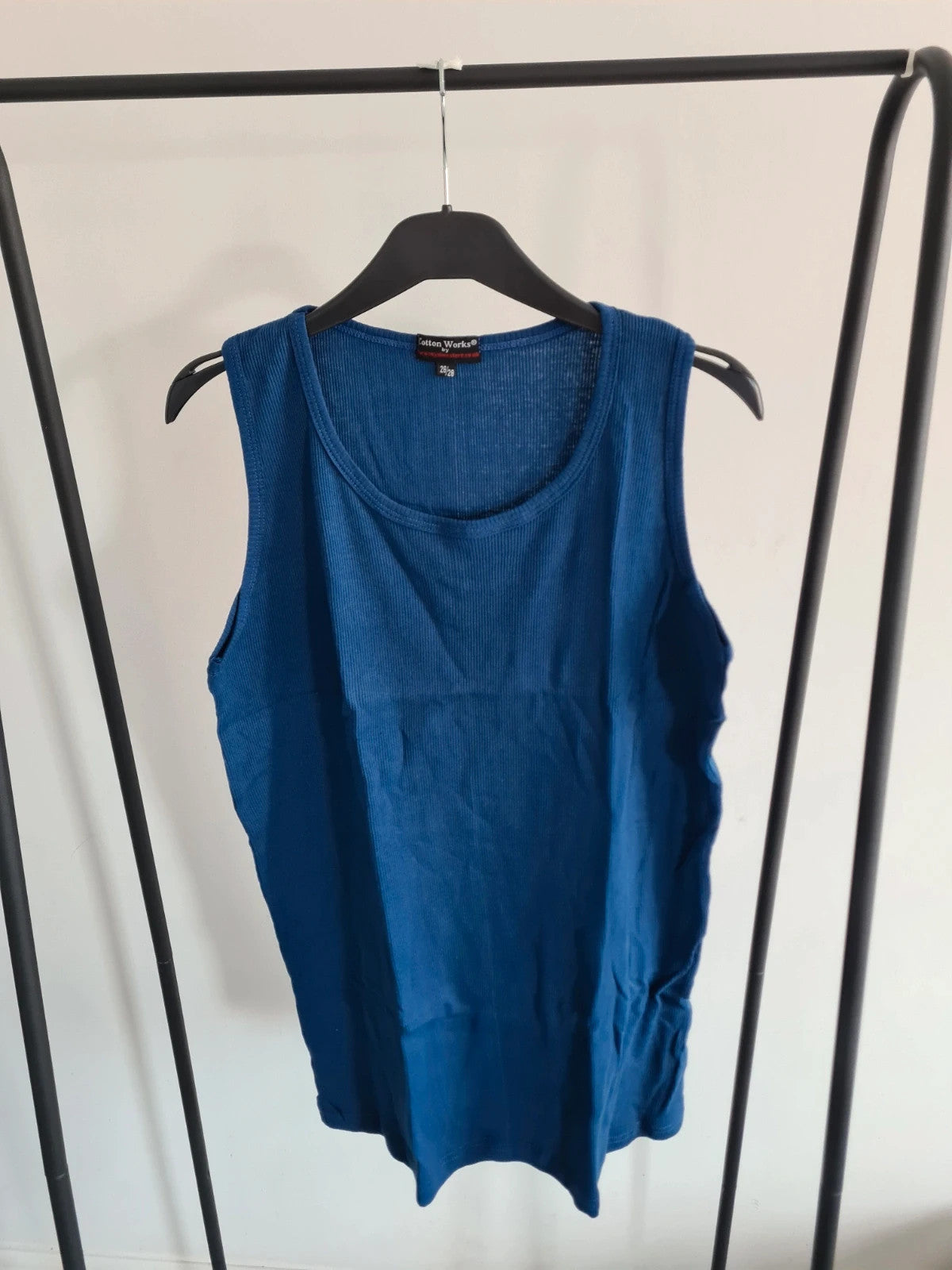 Cotton works boys teen 15/16y classic cotton vest top blue/grey sleeveless casual XS/S