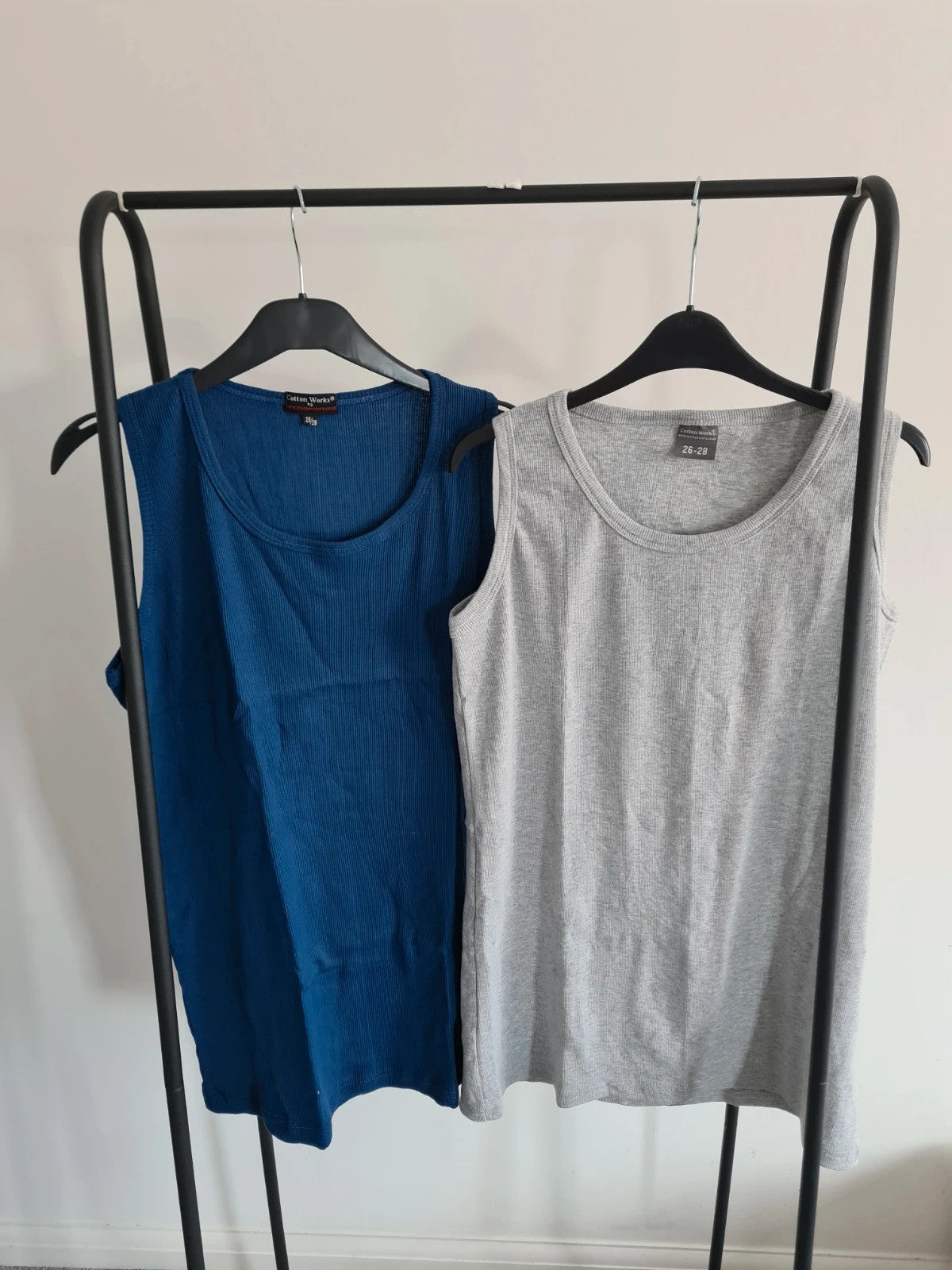 Cotton works boys teen 15/16y classic cotton vest top blue/grey sleeveless casual XS/S