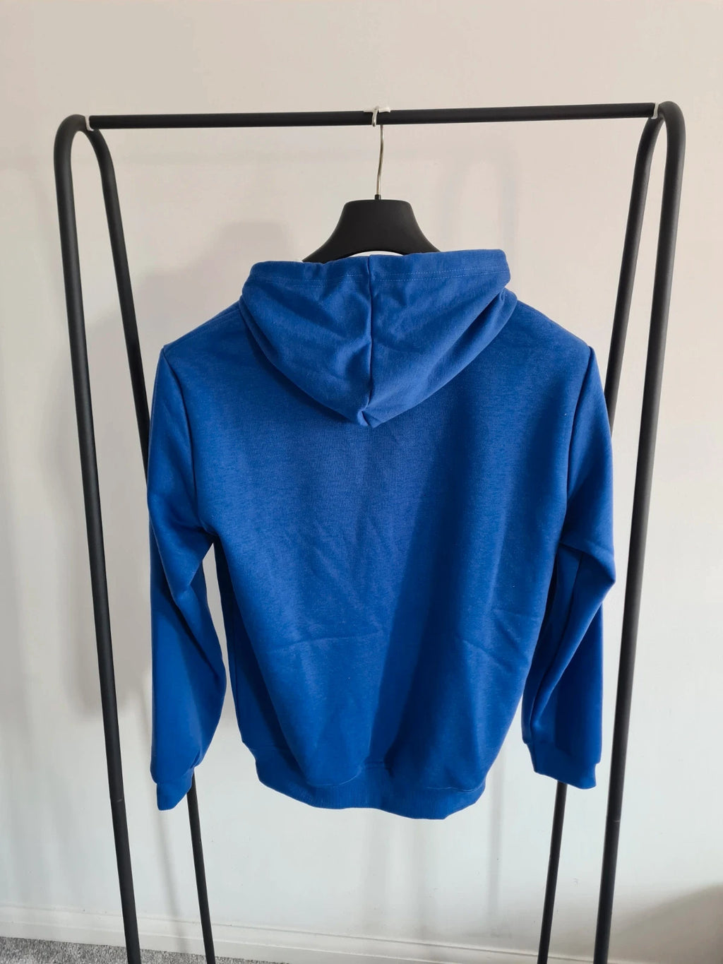 Shein Men's blue hoodie with kangaroo pocket cotton blend print letters on the front casual jumper M