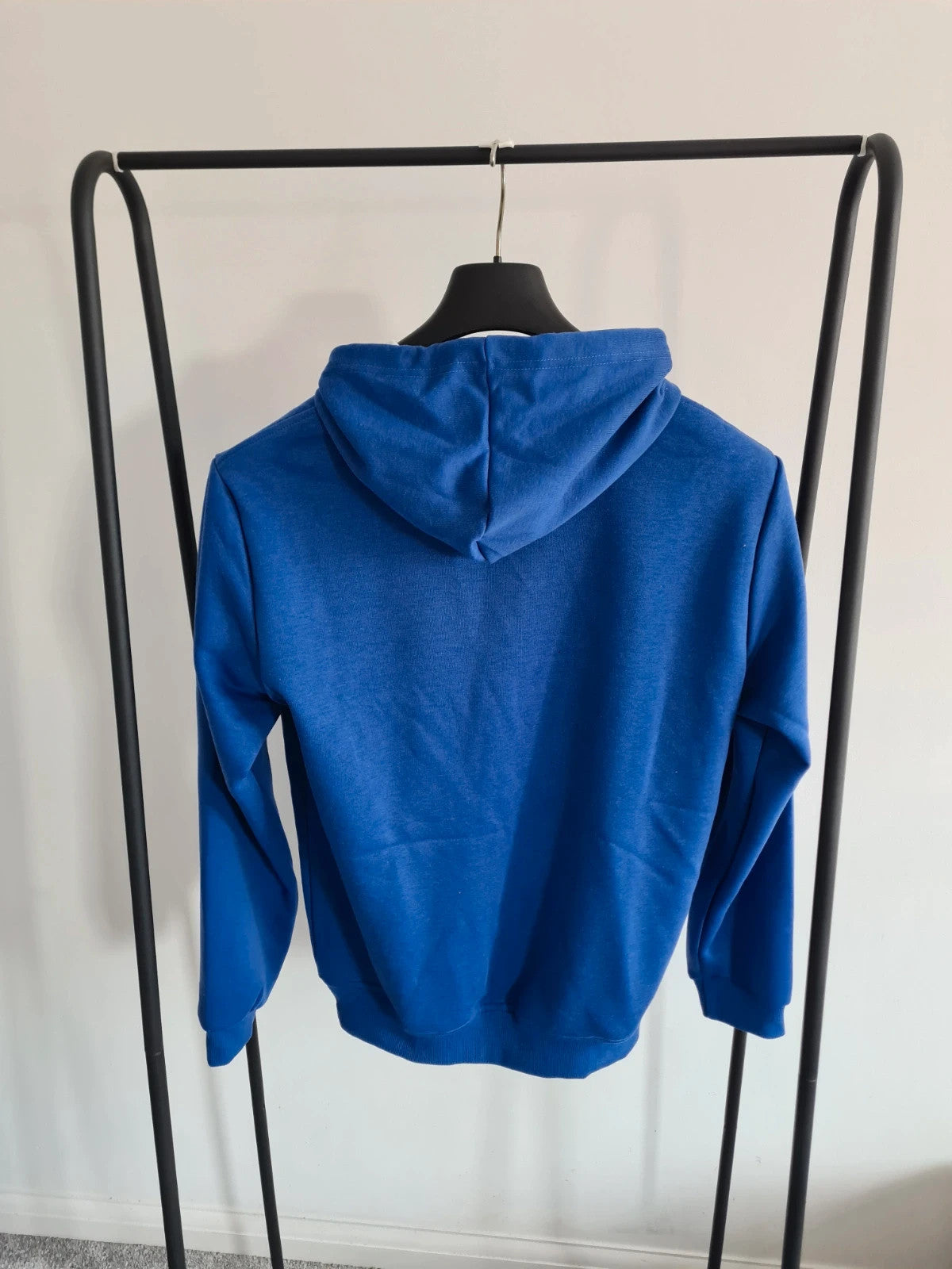 Shein Men's blue hoodie with kangaroo pocket cotton blend print letters on the front casual jumper M