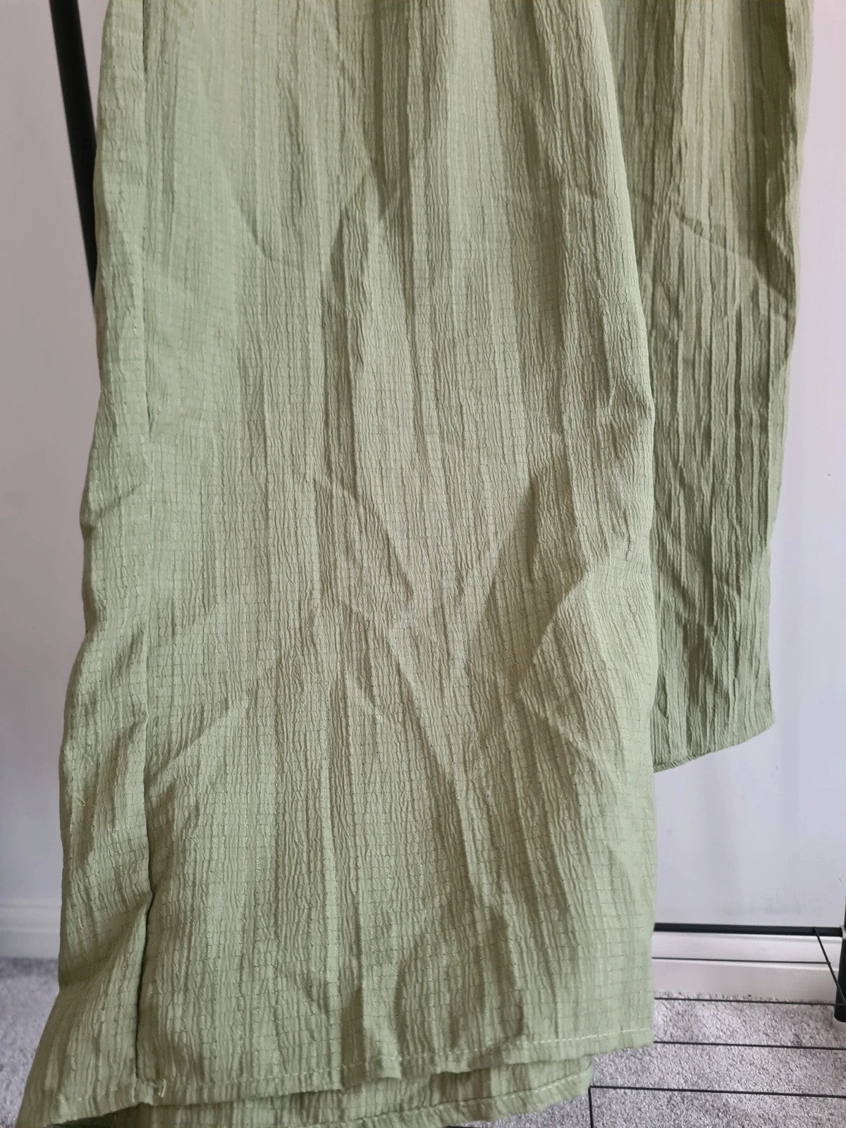 Shein striped wide straight leg khaki/green drawstring trousers summer casual pants L/12