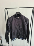 Shein men black full zip up lightweight jacket windbreaker stand collar casual sport wear L