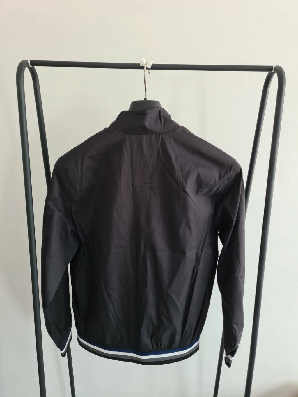 Shein men black full zip up lightweight jacket windbreaker stand collar casual sport wear L