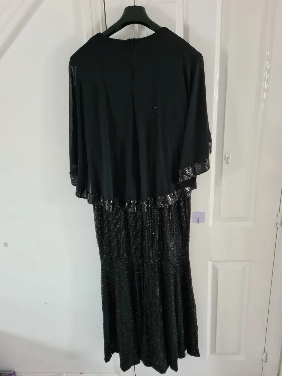 Shein curve women contrast sequin cloak sleeve round neck formal maxi long dress black 3XL/18