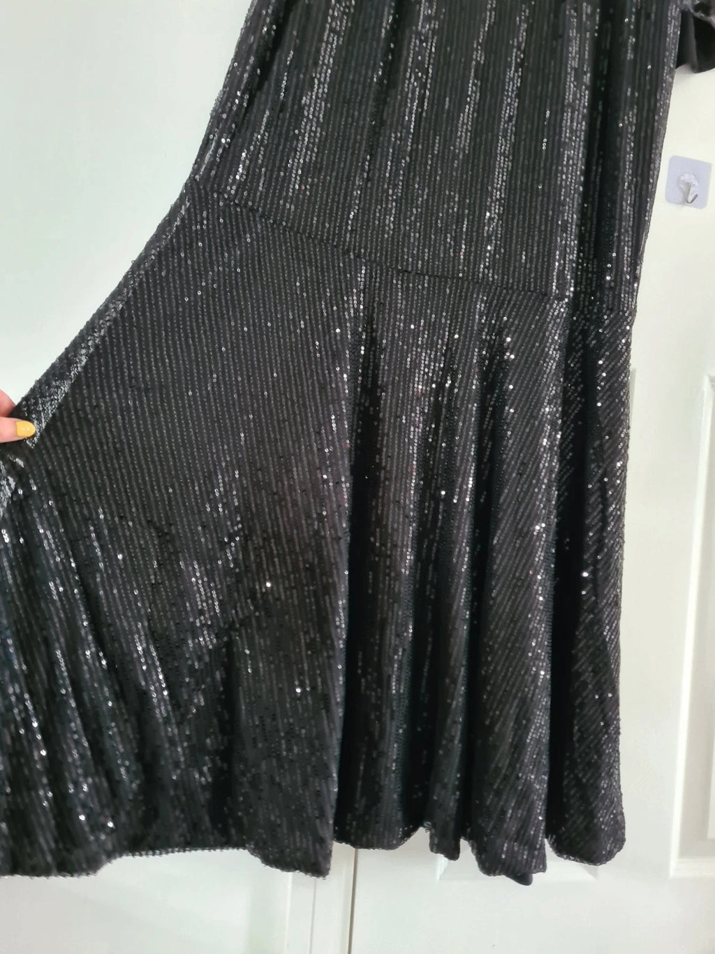 Shein curve women contrast sequin cloak sleeve round neck formal maxi long dress black 3XL/18