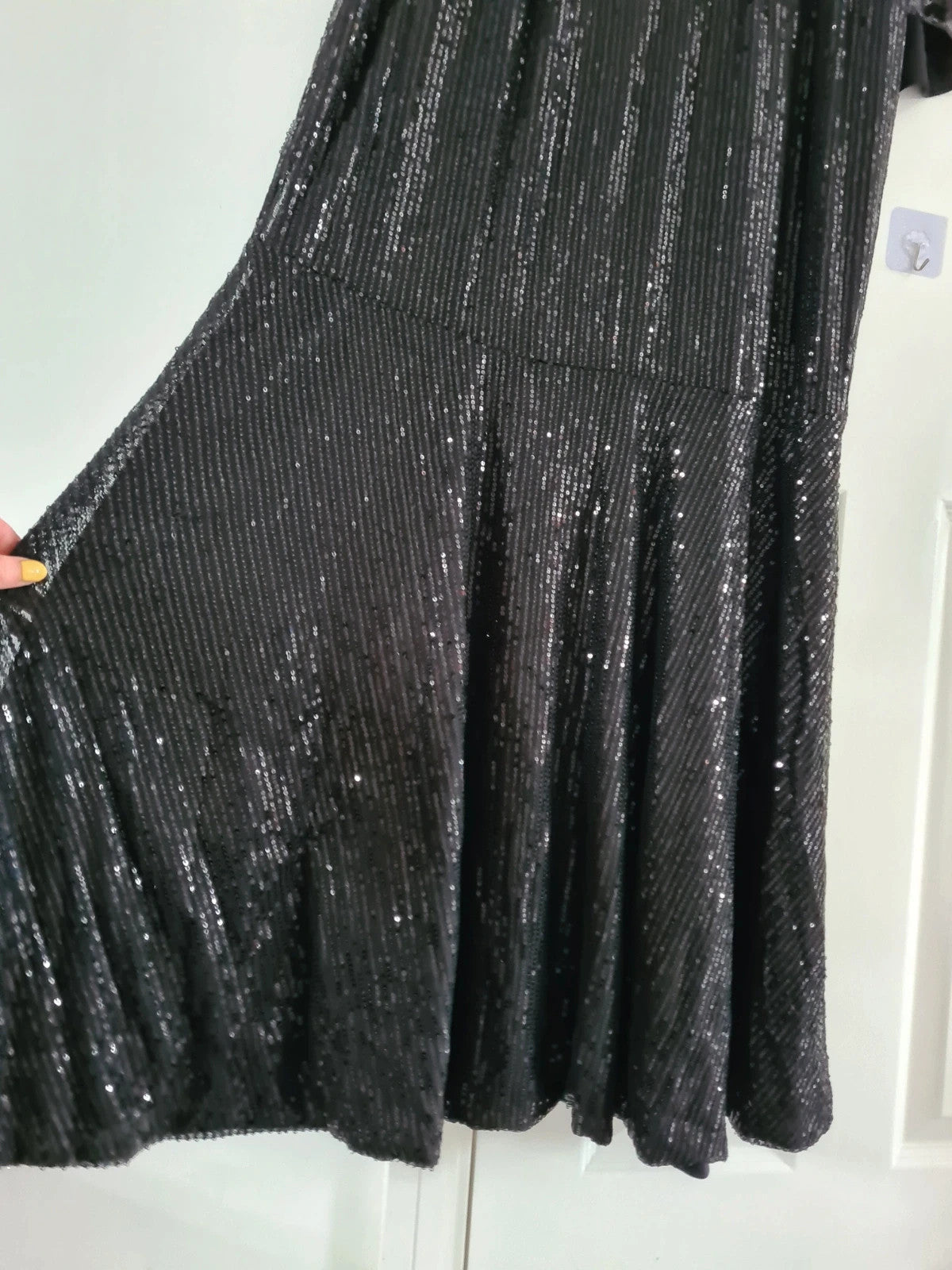 Shein curve women contrast sequin cloak sleeve round neck formal maxi long dress black 3XL/18