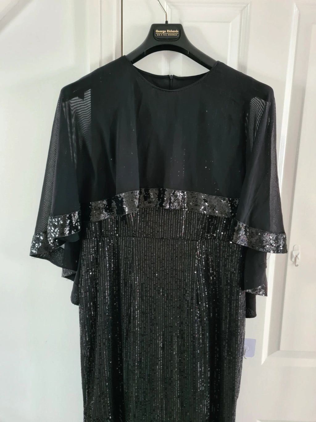 Shein curve women contrast sequin cloak sleeve round neck formal maxi long dress black 3XL/18